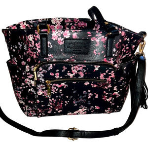 Bass Black and Pink Floral Tote Bag